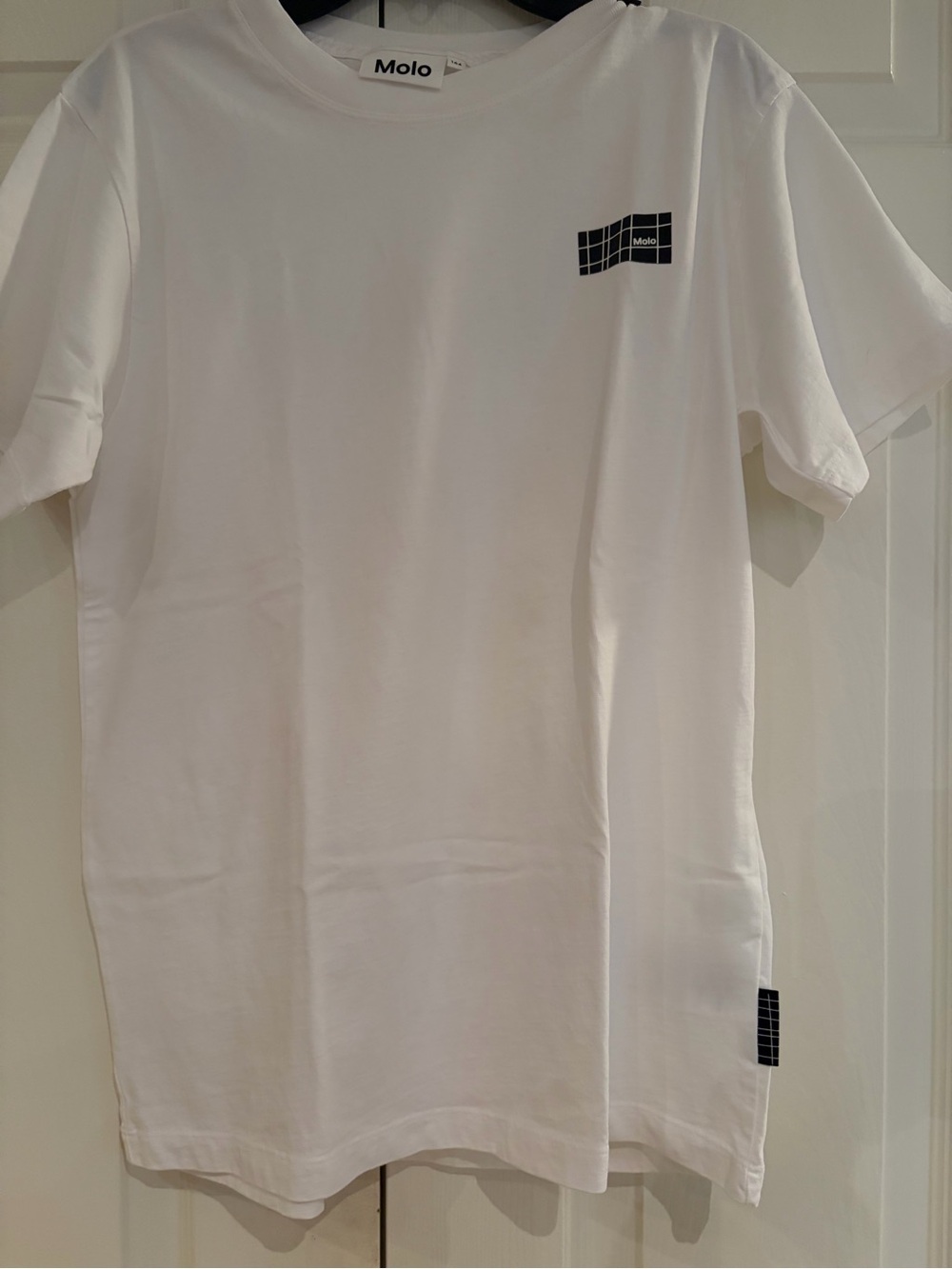 Molo White Tee with Black Grid Chest Logo